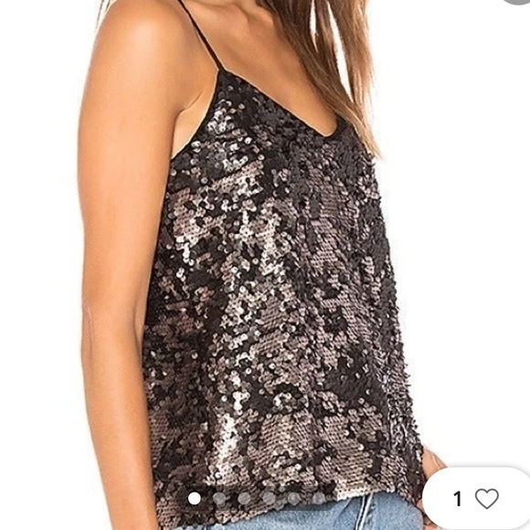 1.State Moody Hues Sequin Camisole Black Gold Size Small Ombre Adjustable Straps - Picture 4 of 13